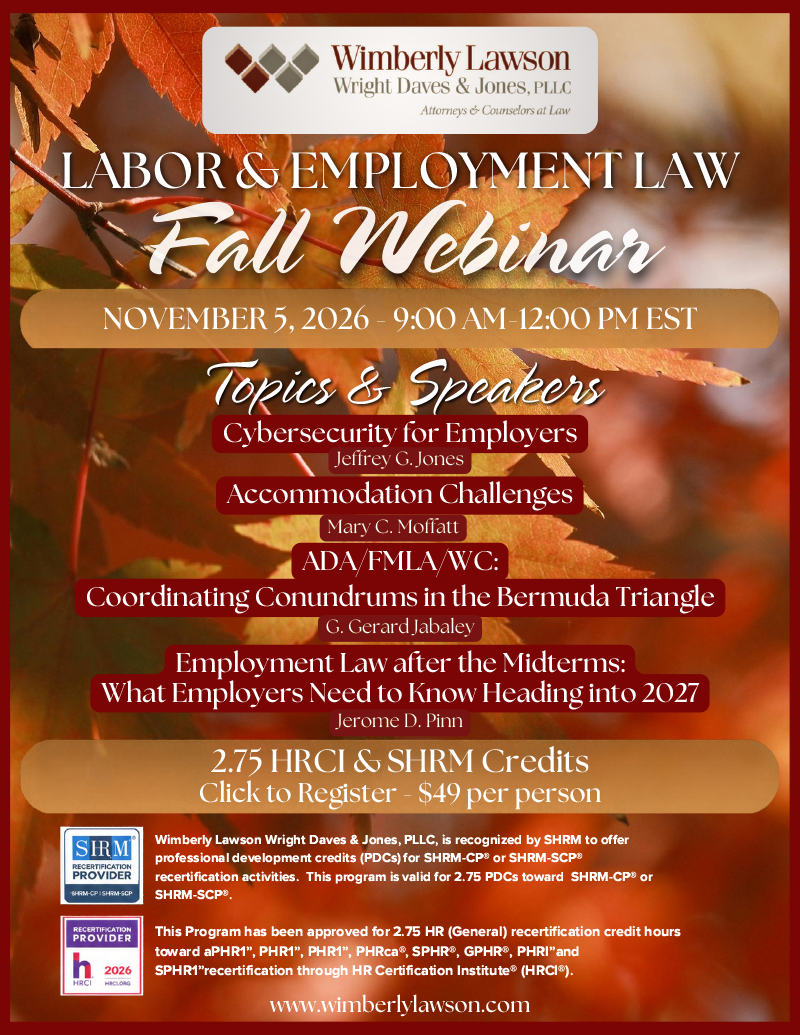 Labor & Employment Law | Fall Webinar | November 5, 2026 - 9:00 AM-12:00 PM EST